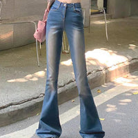 Women's Clothing Slightly Flared Jeans Black Rough Edges Horseshoe Pants
