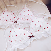 Embroidered Love Girl Underwear Japanese Bra Set