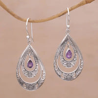 Purple Drop-shaped Gem Inlaid Trendy Earrings