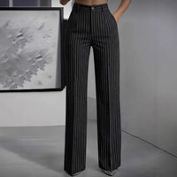 Versatile And Minimalist Striped High Waisted Straight Leg Women's Pants