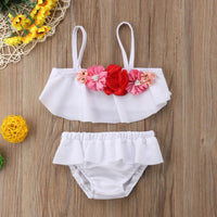 Girl swimsuit white flower swimsuit