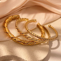 Personalized Patterned Bracelet For Women Elegant Geometric Layering Bangle In Solid Colors