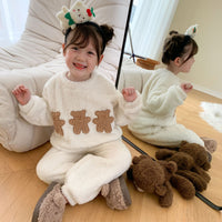 White Winter Girls Flannel Pajamas Suit