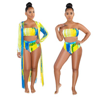 Printed Casual Shawl, Bikini Swimsuit Suit