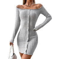 High-waisted Body-hugging Off-shoulder Womens Dress