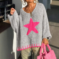 Casual Loose Loop Yarn V-neck Women's Sweater