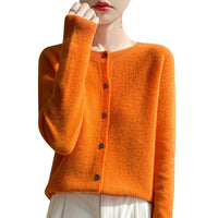 Round Neck Sweater Women's Simple All-match Cashmere Knitted Cardigan
