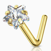 Stainless Steel Zircon Nose Stud 3mm RoundSquareHeartStar Piercing Jewelry