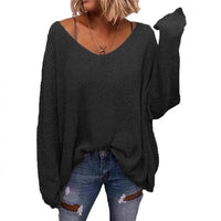 V-neck Loose-fitting Long-sleeve Sweater For Fall And Winter