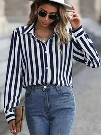 Women's Fashionable All-Match Striped Shirt Top