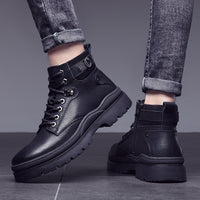 Plover Autumn And Winter Round Head Black Spot Leather Casual