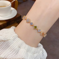 Light Luxury Fashionable All-Match Micro-Set Colorful Zircon Bracelet