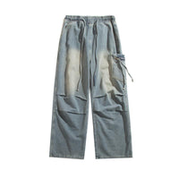 American-style Vintage Unisex Pleated Loose-fit With Large Pockets