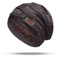 Fleece-lined Warm Knitted Mens Outdoor Beanie For Fall And Winter