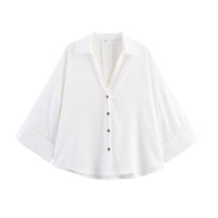 Women's Fashionable Slim-Fit Linen Multi-Color Striped Long-Sleeve Shirt