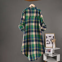 Women's Fashion Thin Long Plaid Shirt