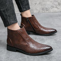 Large Size Men's British Pointed Leather Boots Autumn And Winter Men's British Working Wear High-top