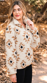 Printed Zip Collar Sweatshirt