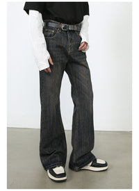 American Retro Slightly Flared Pu Handsome Jeans