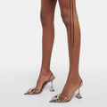 Sunflower Transparent Crystal Diamond Buckle Horseshoe Heel Pointed High Heels