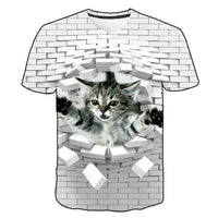 Summer Kids Korean Kitty Print Short Sleeve