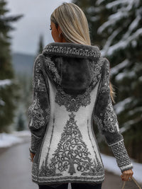 Flannel 3D Printed Fashionable Warm Zipper Hoodie
