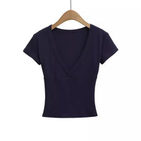 Pure Seduction Low-Cut V-Neck Short High-Waisted Slimming Short-Sleeve T-Shirt