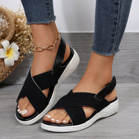 Strap Peep Toe Wedge Fly Woven Mesh Casual Sandals