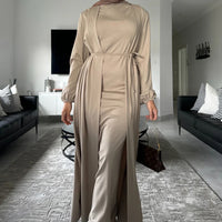 Middle Eastern Turkish Elegant Dress And Cardigan Set