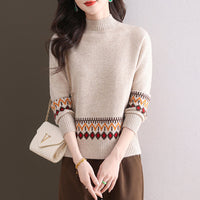 New Loose Slimming Inner Fashion Jacquard Knitted Bottoming Shirt Top