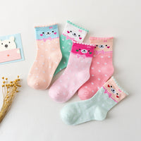 Polka Dot Cartoon Cute Girls In Tube Cotton Socks