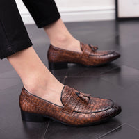 Mens Stylish Breathable Leather Pointed-toe Tassel Shoes