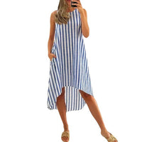 Loose-fitting Sleeveless Striped Strap Dress