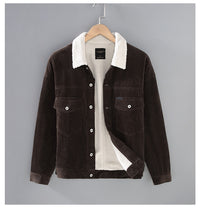 Winter New Japanese Style Corduroy Plus Sheep Chilli Velvet Jacket Casual Men's Coat