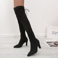 Stretch Boots With High Heels And Pointed Toe Over The Knee