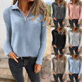 Zipper Pullover Long-sleeved Sweater Casual Coat