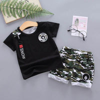Summer New Boys' Western Style Camouflage Short Sleeve Suit