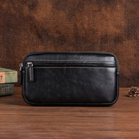 Vertical Model In Square Shape First Layer Cowhide Casual Clutch Men