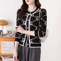 Womens Round-neck Long-sleeve Cardigan Topcoat