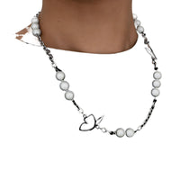 Reflective Pearl Butterfly Stitching Necklace For Men And Women Hip Hop Cool Simple