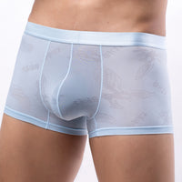Men's Boxer Briefs See Through Breathable U Convex Ice Silk Jacquard