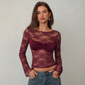 Women's Lace Sheer Long-Sleeve Top