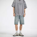 Summer New Structure Loose Straight Denim Shorts Simple All-matching