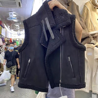 Western Style Berber Fleece Coat Motorcycle Vest
