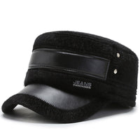 Fleece-lined Earflaps Mink-like Flat-top Cap Leisure Cold-proof Thermal Cotton Hat
