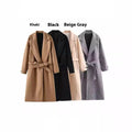 Temperament Fashion Neutral With Waist Woolen Coat