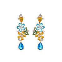 Flower Waterdrop Butterfly Colored Zircon Earrings