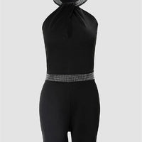 Hot Diamond Hanging Neck Jumpsuit