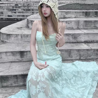 Mint-green Sleeveless Slip Dress For Women Summer Style