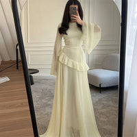 Women's Crew Neck Slim-fit Long-sleeve Dress